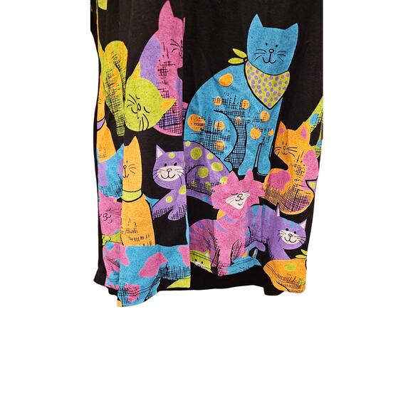 Mac & Belle neon Colorful Graphic Kitty Pullover cat themed Black Knit Tunic M + - Picture 2 of 6